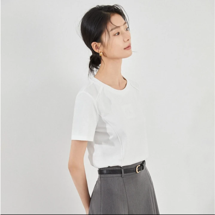 【曼贝宠粉节】C31-8422241白色T恤女气质时尚小众法式