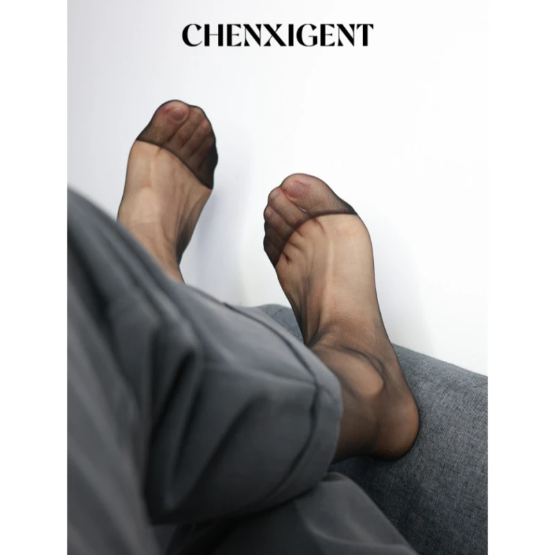 CHENXIGENT素面经典系列男士正装超薄脚尖加固一次性中高筒丝袜