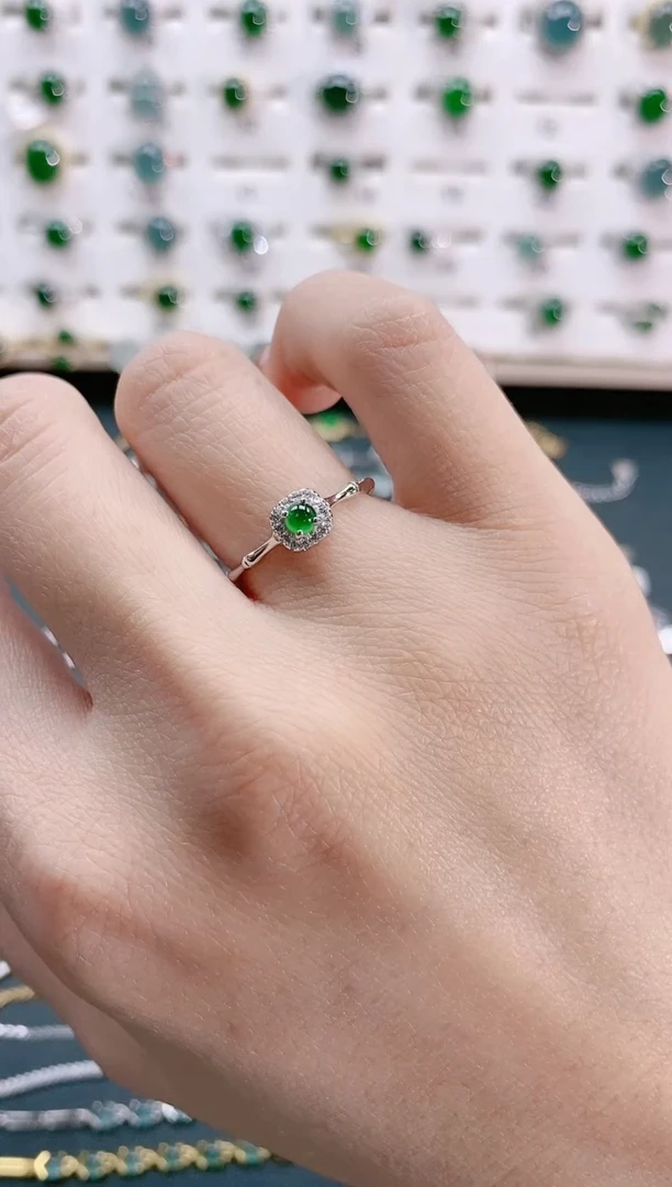 【闪购商品】翡翠戒指银S925镶嵌天然翡翠