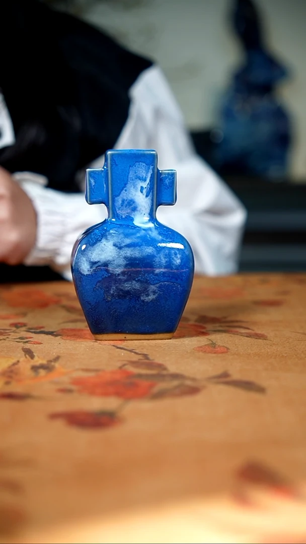 原矿石钧瓷茶器摆件