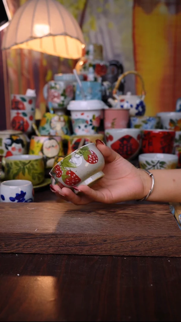 杯子陶泥垚手作 景德镇手工手绘陶瓷器物