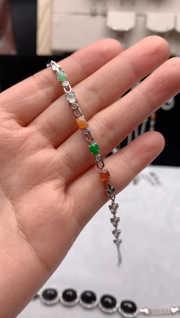 【闪购商品】翡翠手链银S925镶嵌1号