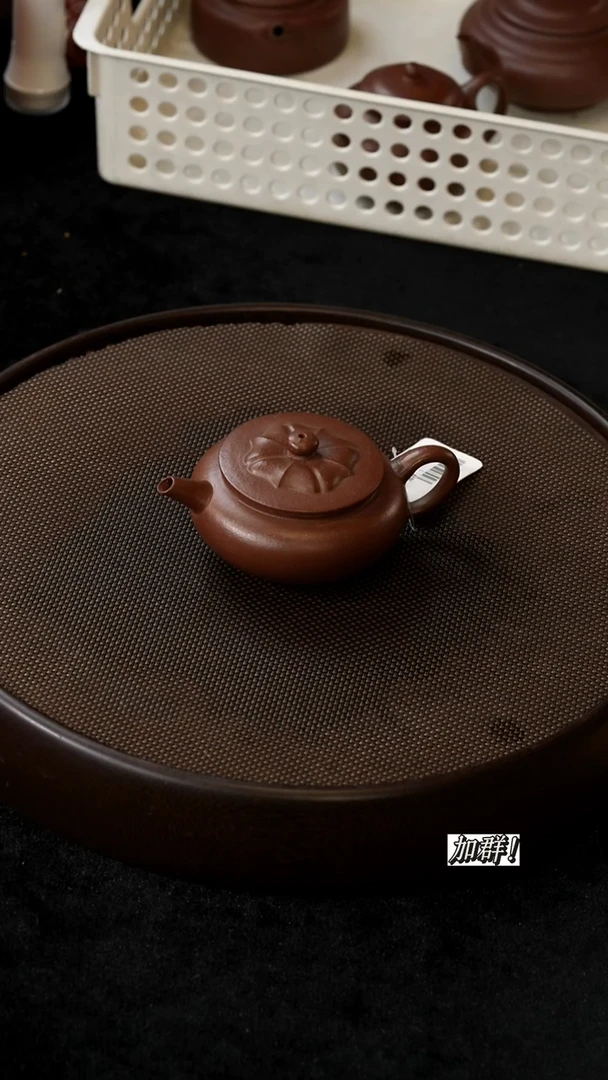 茶壶紫砂JTL505769栗色紫泥梵莲140c