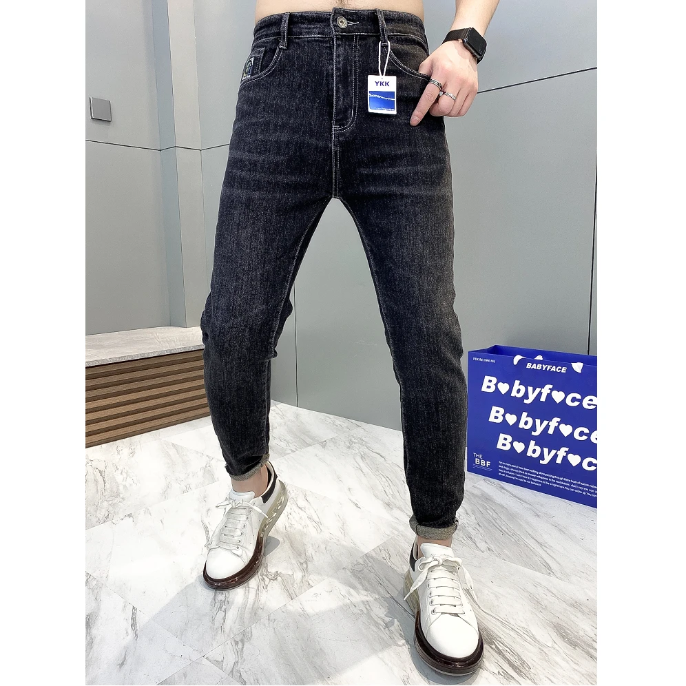 春季新款百搭休闲重工刺绣弹力百搭牛仔裤-8681