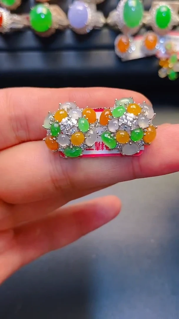 银S925镶嵌戒指翡翠天然