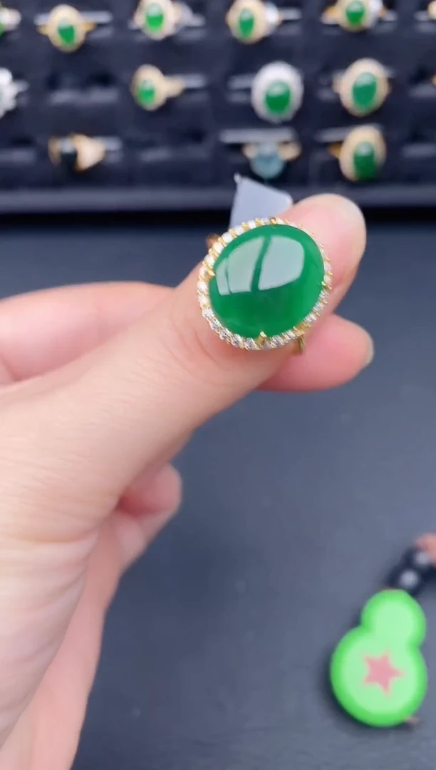 银S925镶嵌戒指翡翠天然a货翡翠000