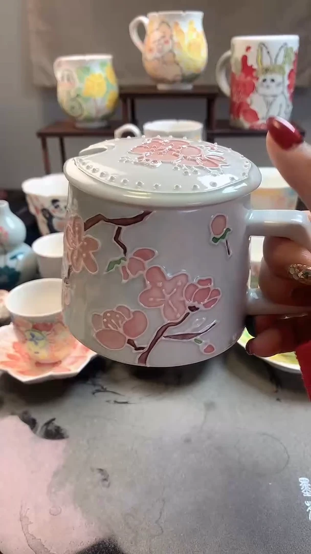 一味*手绘*樱花粉兔-马克杯