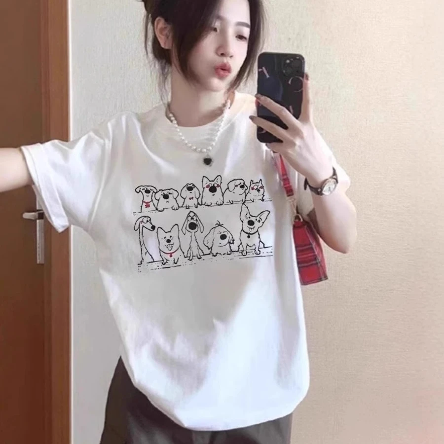 2025新款夏季宽松小众设计感半袖上衣卡通印花XG265T