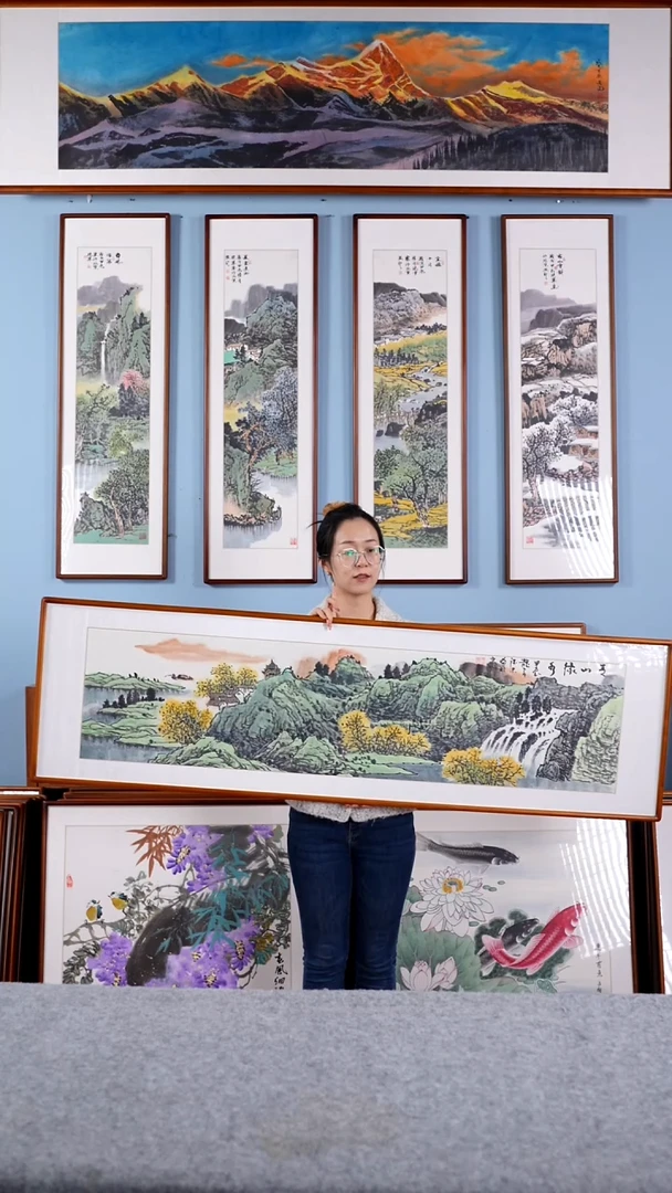 【闪购商品】国画张现军《青山绿水》含框162*47