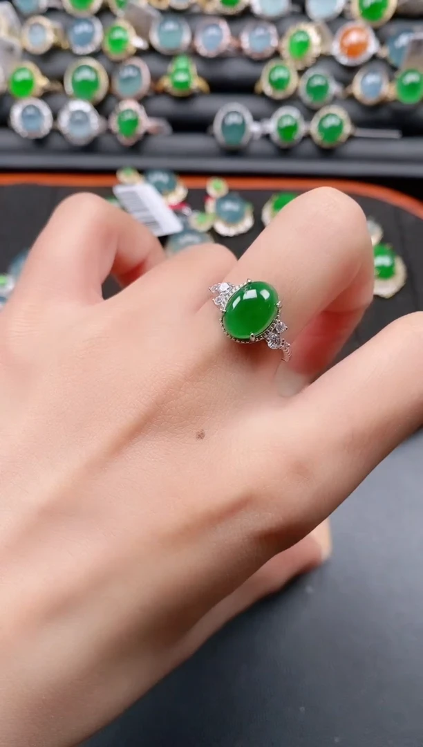 银S925镶嵌戒指翡翠1