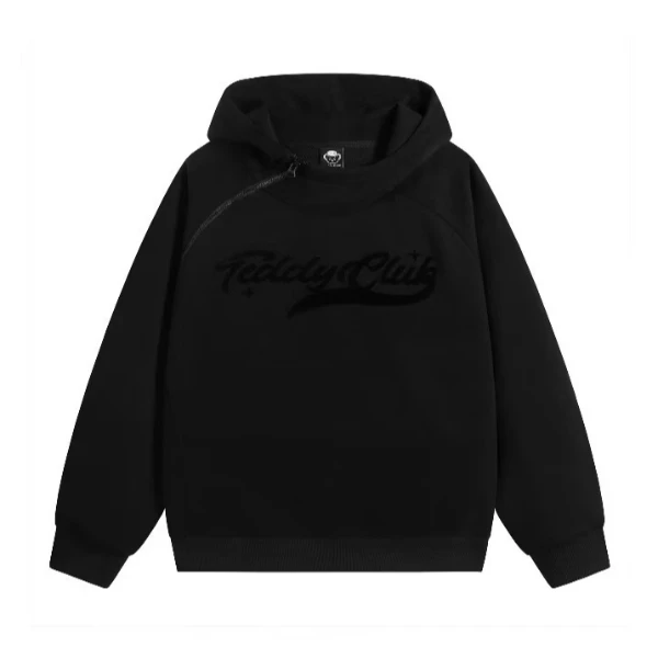 LOGO植绒印花斜拉链宽松休闲卫衣5029