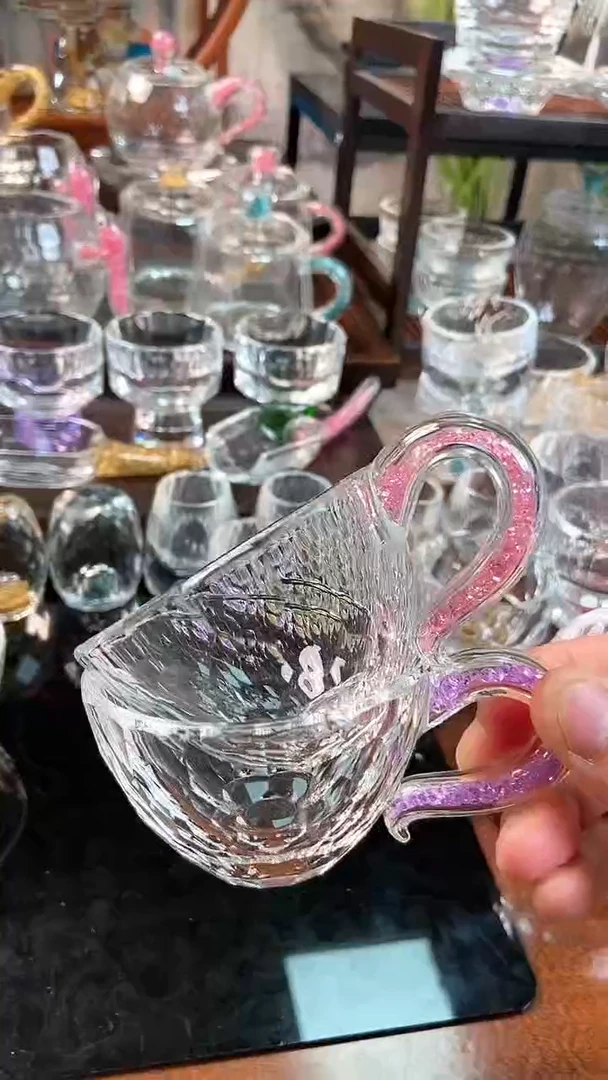 【闪购商品】玺宴新款水晶紫罗兰粉钻咖啡杯2只装