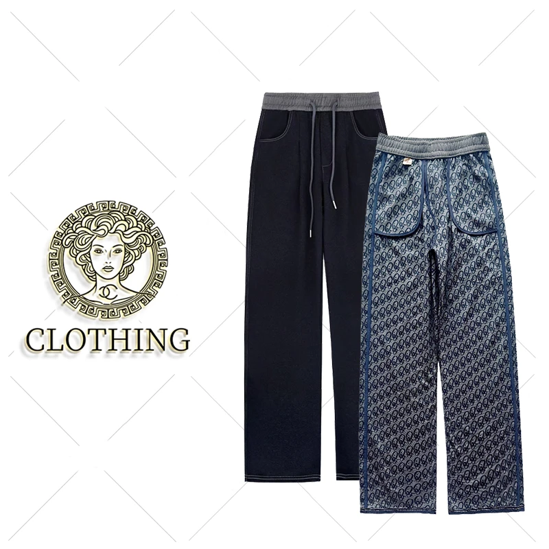 【CLOTHING/原创设计】秋季宽松弹力针织阔腿牛仔裤