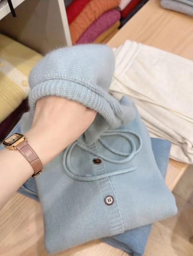 七言家 糯叽叽！雾霾蓝抽绳帽衫开衫1