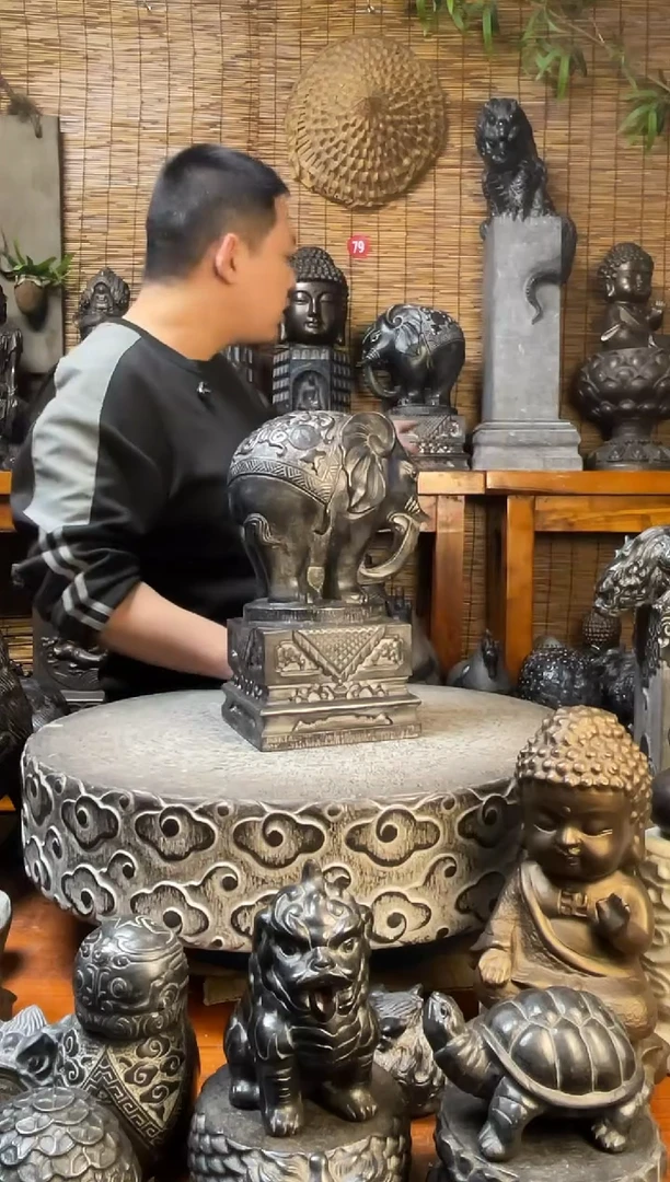 石材32大象天然青石雕刻