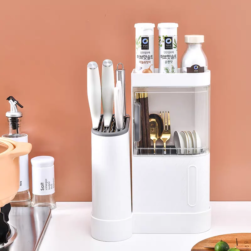 新款多功能厨房刀l具刀架置物架筷子勺子收纳框调味料置物收纳盒