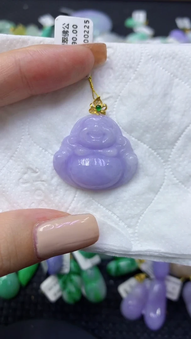 颈饰18K金镶嵌翡翠天然缅甸翡翠A货
