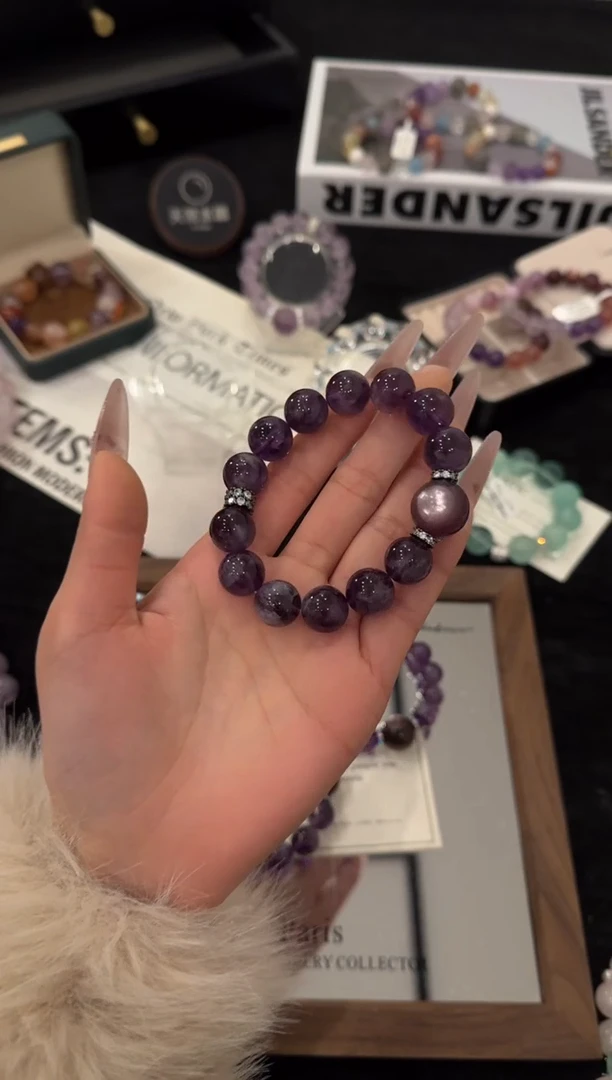 合金手链水晶紫兔毛x3523