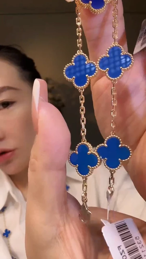 玛瑙/玉髓手链18K金镶嵌蓝色