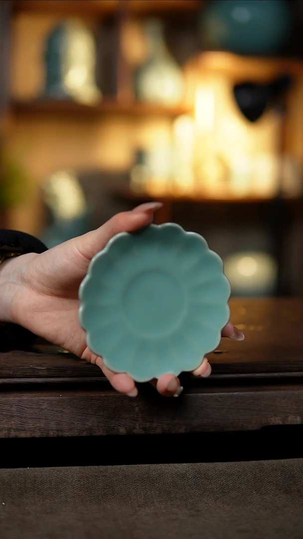 【闪购商品】杯仿古天青花口杯垫微瑕