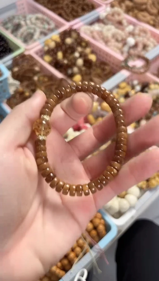 未镶嵌琥珀（花珀）手串库克药片搭配琥珀花珀7*3.5mm