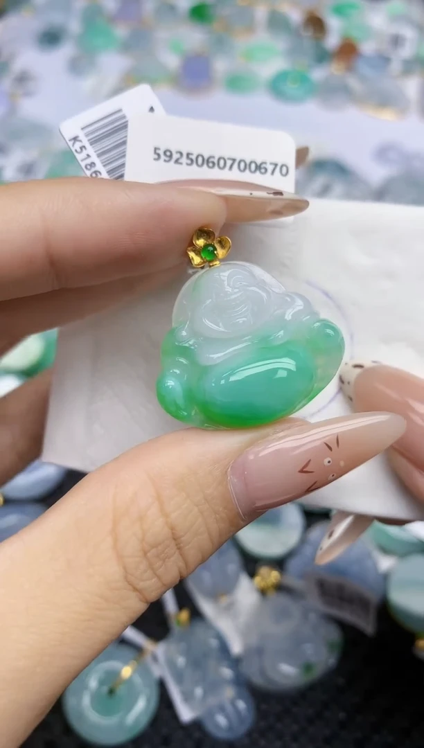 翡翠18K金镶嵌颈饰94   天然翡翠A货