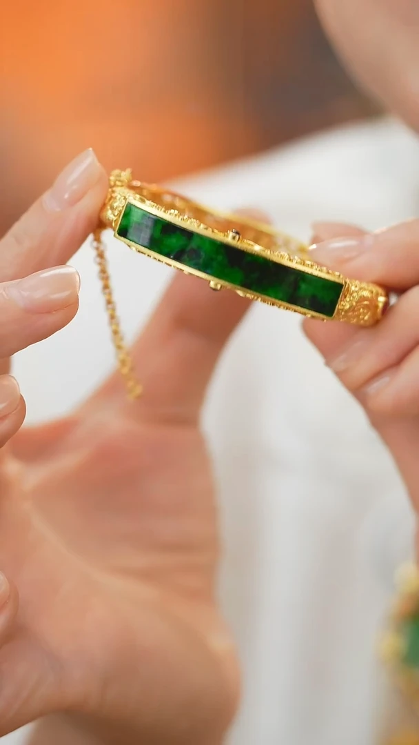 翡翠手镯银S925镶嵌新款