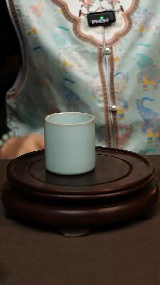 瓷片天青色直口杯100ml微瑕不带礼盒