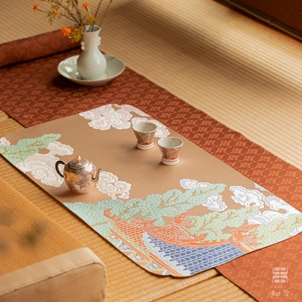 知舍·云居茶席 双层新中式复古宫廷风茶桌垫