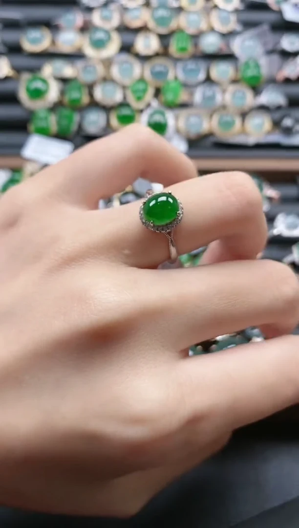 【闪购商品】翡翠戒指银S925镶嵌51511