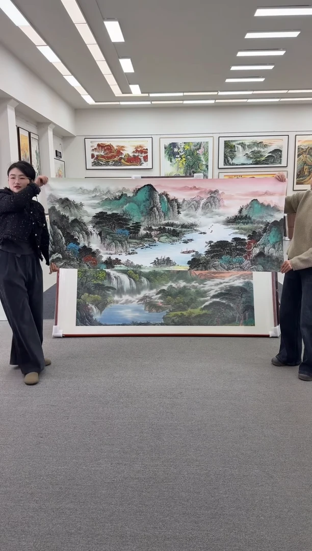 国画手绘219*88山河锦绣