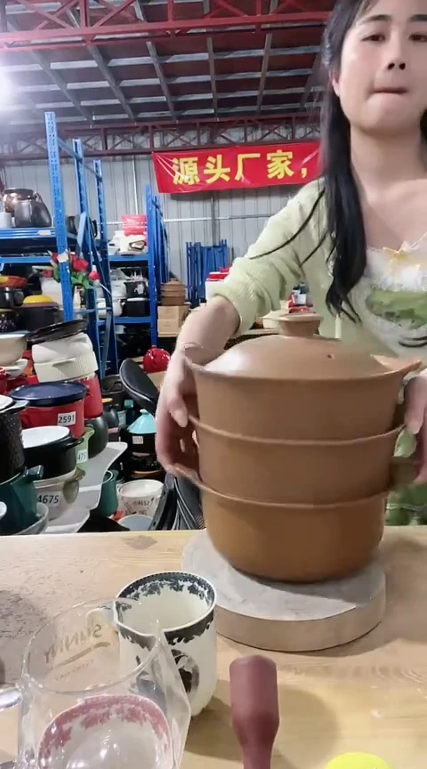 瑕疵中号咖锅+2个蒸屉带盖不圆