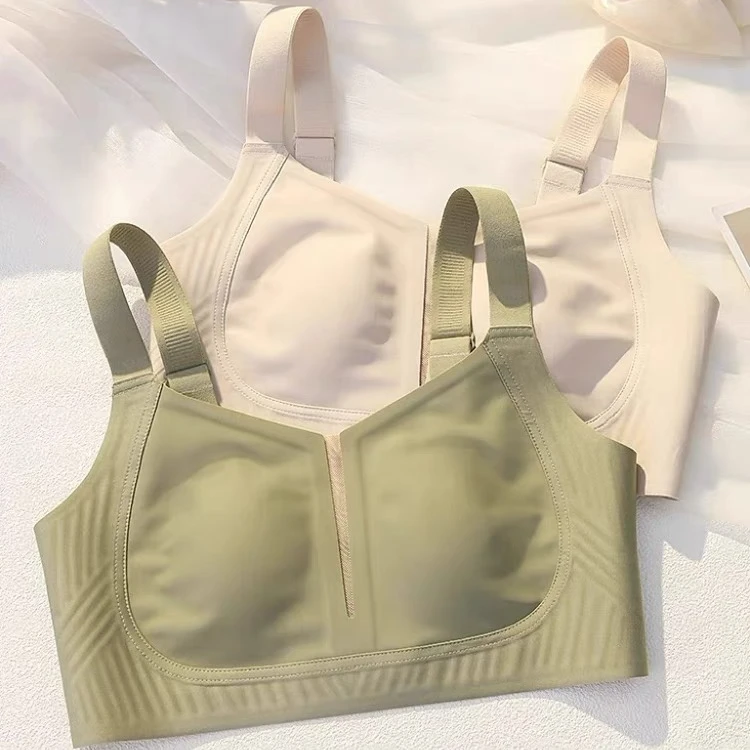 薄款无痕内衣女大胸显小兔耳朵收副乳防下垂大码调整文胸