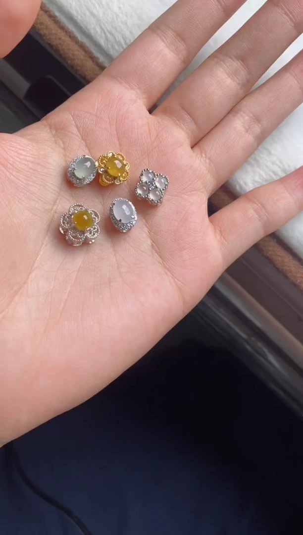 银S925镶嵌戒指翡翠?天然A货翡翠