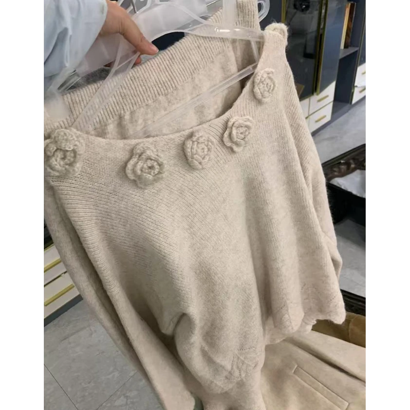 立体花朵针织套装