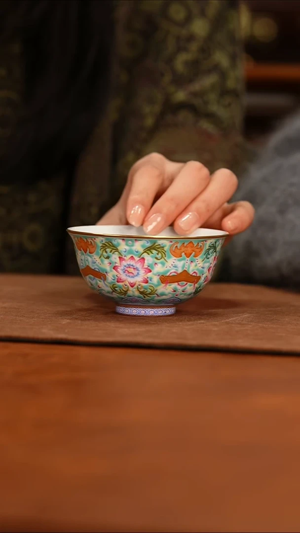 瓷瓷姑娘溢珍堂松石绿杯