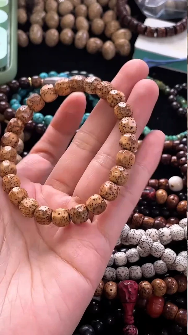 手串星月菩提精工级浅珀平面无相9*8手串