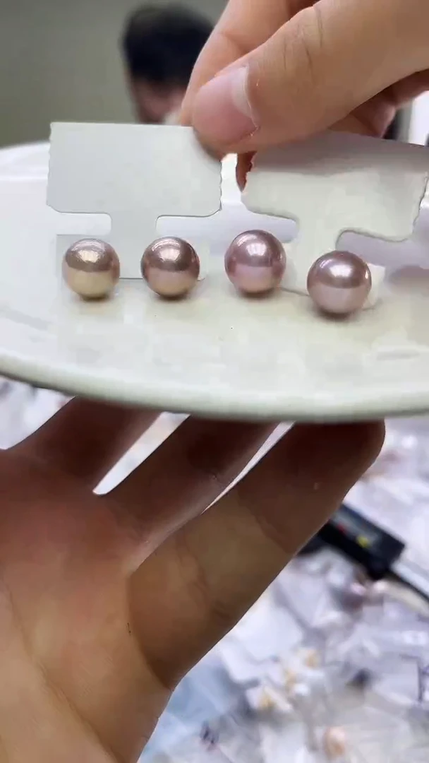 未镶嵌耳饰淡水珍珠紫色系耳饰