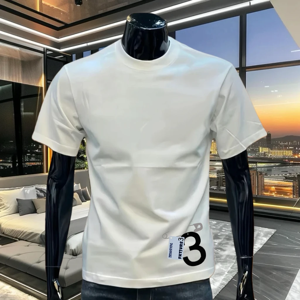 2025美式潮牌夏季男士纯棉T恤圆领上衣印花时尚宽松短袖打底衫