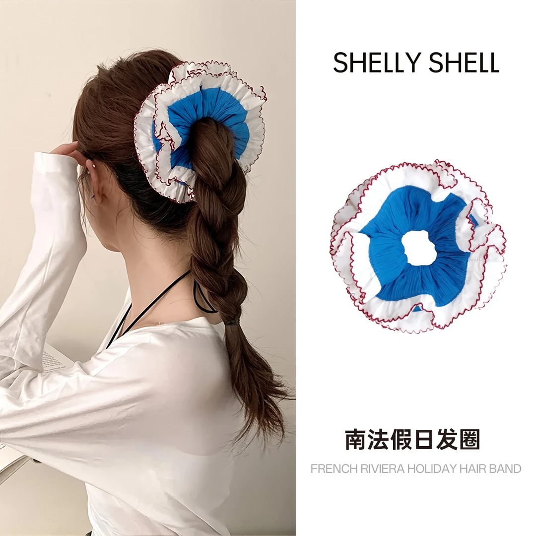 Shelly Shell双层撞色边蕾丝发圈 小众气质时尚简约2