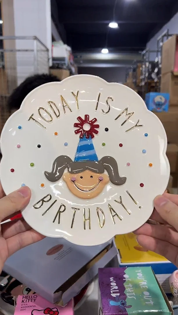 瓷片a款原盒女孩盘子