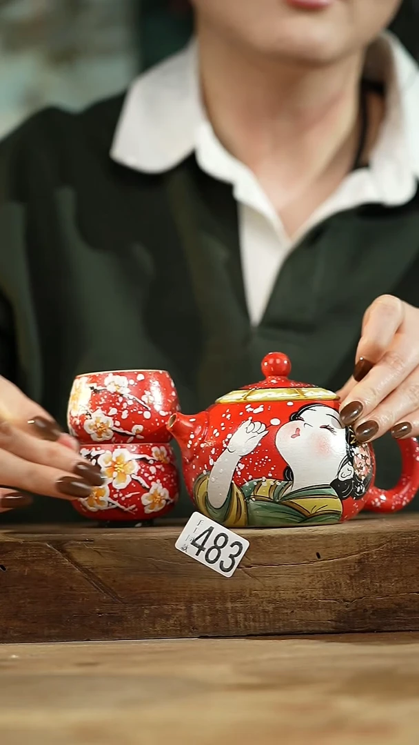 新品！设计师款手绘/壶+杯 羽川