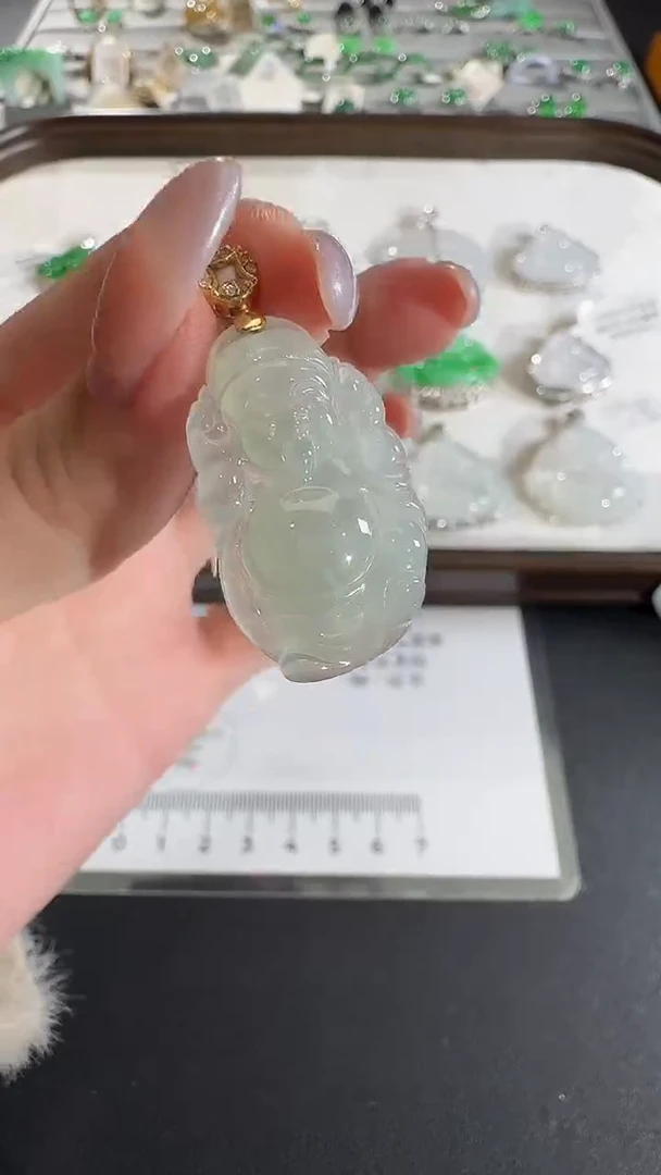吊坠(不含链)18K金镶嵌翡翠【源头工厂】钻石镶嵌