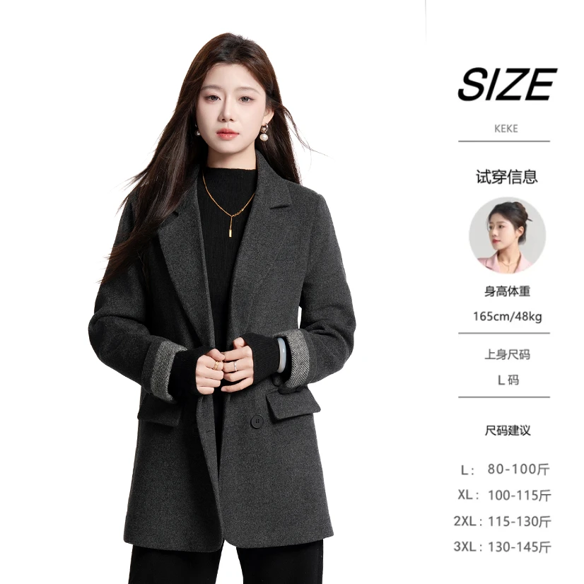 【2502】春装韩版时尚西装女装宽松休闲上衣折叠袖西装外套/