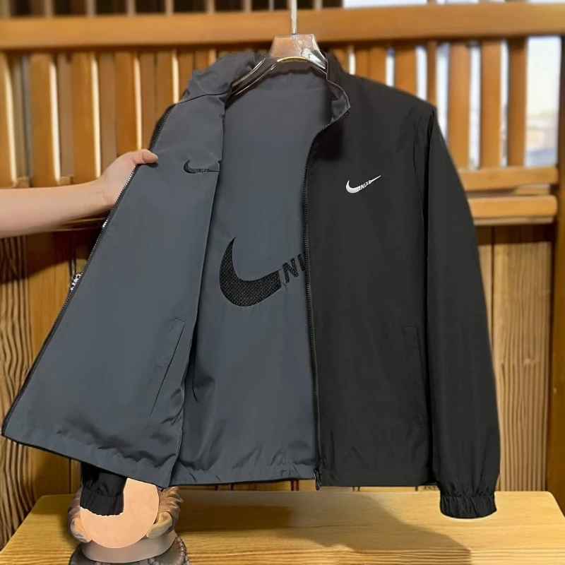 701(双面穿)春季新款时尚百搭立领刺绣重工艺双面夹克外套