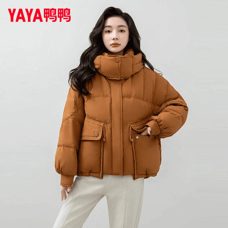 YAYA/鸭鸭时尚百搭羽绒服女2024年加厚短款羽绒服女YE3B635845L