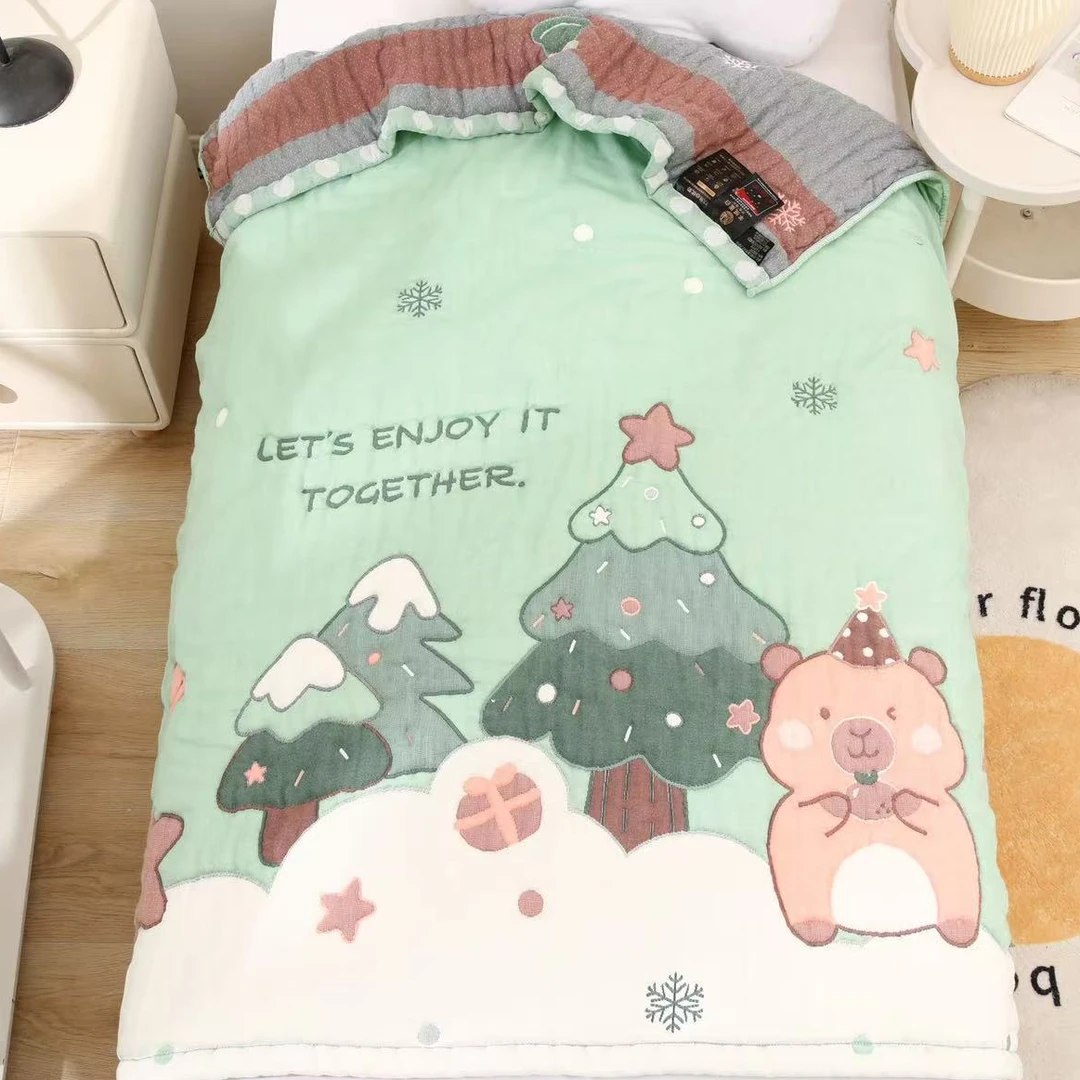 【丛林卡皮】120*150超柔感柔软舒适泡芙被亲肤棉纱四季通用盖被