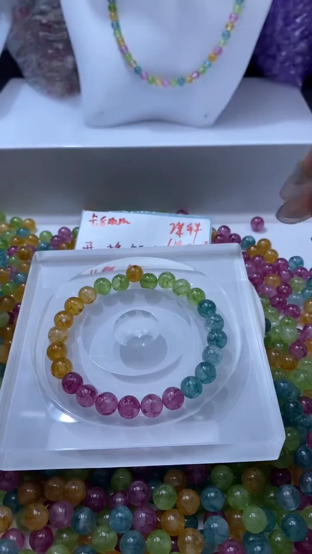 颈饰未镶嵌水晶W2502彩虹碧玺8MM*15颗