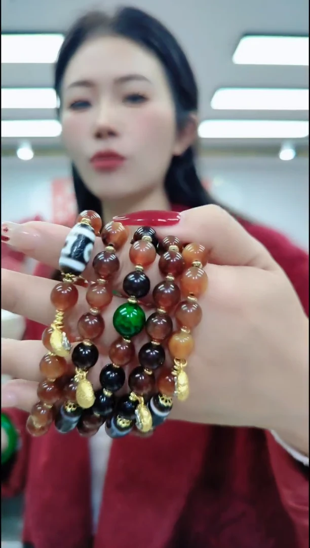 【闪购商品】玛瑙/玉髓颈饰合金17130 褐色手串