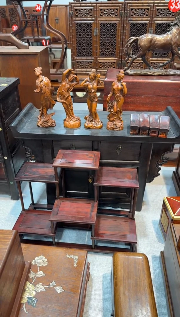 木大红酸枝 六连台 小博古架